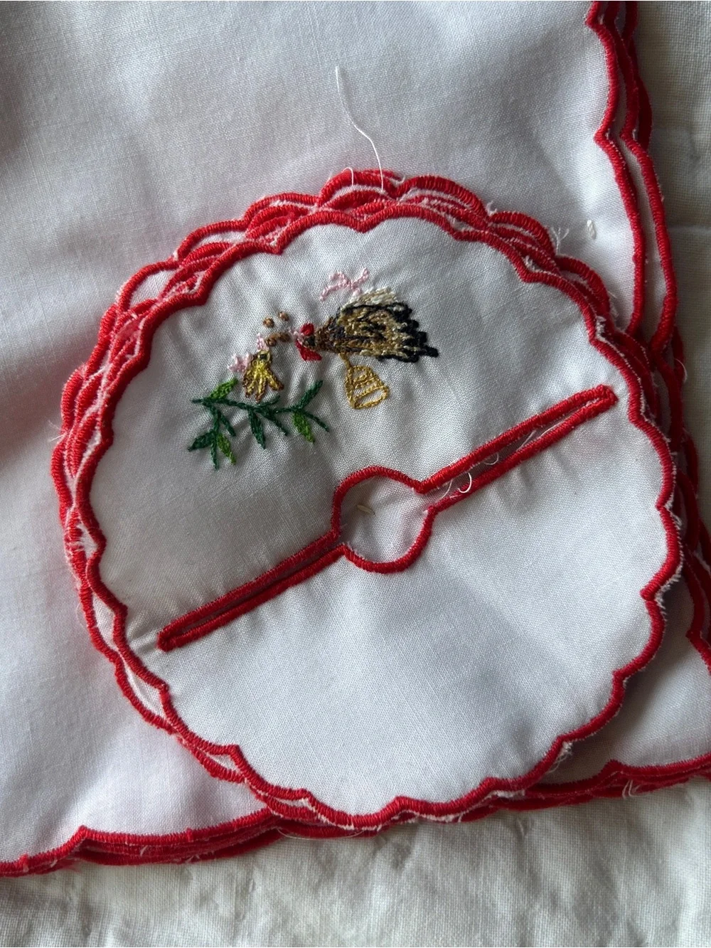 Rare vintage embroidered napkin and drink coaster 24 piece set